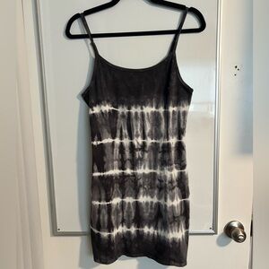 Billabong Tie Dye Mini Sundress Black Gray Spaghetti Strap Medium